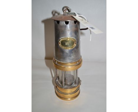A Pattison Lamps Ltd brass and steel miners lamp, type A1.