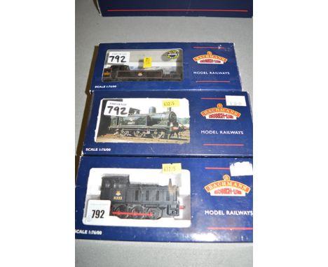 Bachmann Branchline: a 00-gauge 45XX prairie tank 4557 locomotive; av00-gauge J72 tank 68727 locomotive; and a 00-gauge 04 di