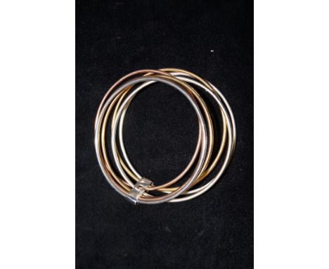 Tri coloured silver bangle