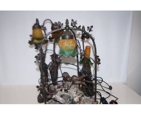 2x Figural  lamps &amp; water feature lamp 