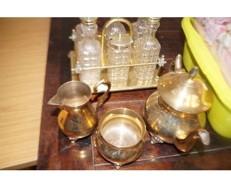 Edwardian condiment set &amp; a tea service 