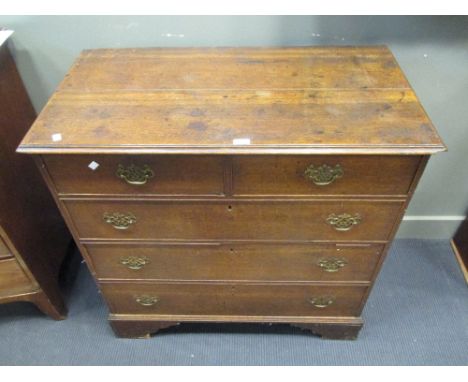 A George III oak chest of two short and three long drawers on bracket feet 97 x 97 x 51cm  