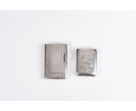 A GEORGE V SILVER CIGARETTE CASE, JOHN COLLARD VICKERY, BIRMINGHAM, 1919 Rectangular, the hinged engine-turned cover centred 