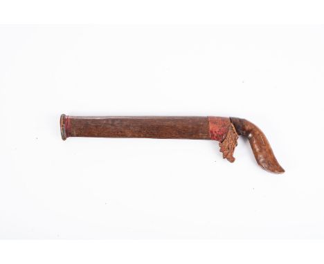 INDONESIAN JAVA KRIS DAGGER 18cm length straight blade. Fine iridescent grain scabbard. 
