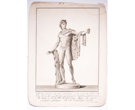 Francesco Piranesi TEN NEOCLASSICAL ENGRAVINGS OF STATUES 1781-1785 Copper engraving, on laid paper, foxing and soiling in ma