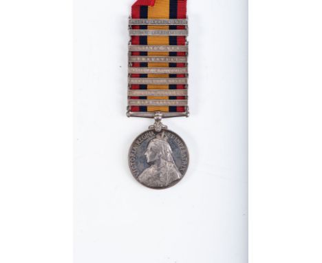 BOER WAR, SPIONKOP, QUEENS SOUTH AFRICA MEDAL WITH 8 CLASPS Boer War, Spion Kop, Queens South Africa Medal with eight clasps: