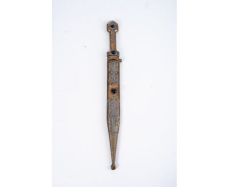 KINJAL CAUCASIAN RUSSIAN DAGGER Caucasian kinjal with scabbard (beautifully finished, nice signs of age), silver, exact age u