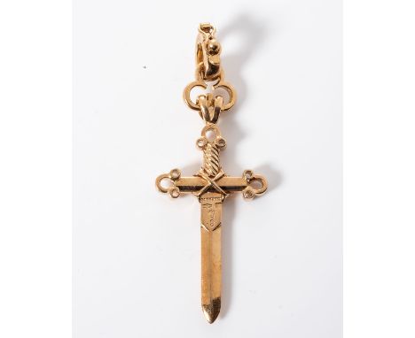 A GOLD PENDANT Designed as a cross by GARRAD ITALY, hallmarked 750 