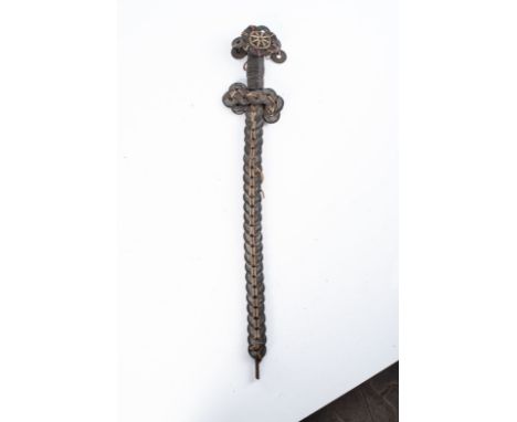 CHINESE COIN SWORD, 18TH or 19TH CENTURY Antique multiple Chinese bronze coins joined with cord to form a sword. Coin-swords 