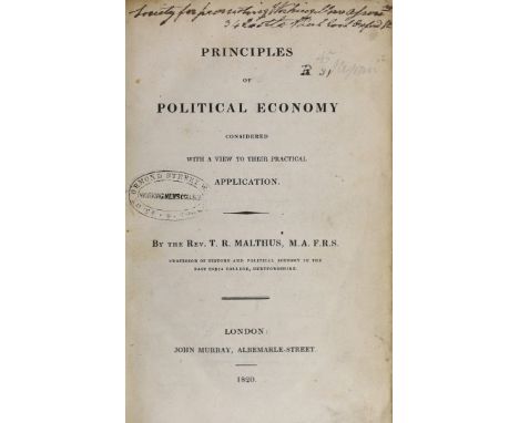 ° ° Malthus, Rev. Thomas R. - Principles of Political Economy Considered. With a view to their practical application. First E