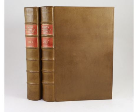 ° ° Rapin de Thoryras, Paul - The History of England, 2nd edition, 2 vols, folio, rebound full calf, with 4 folding maps, lac