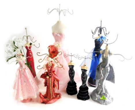 Various tabletop mannequin necklace stands, various dress, 41cm high, etc. (a quantity) 