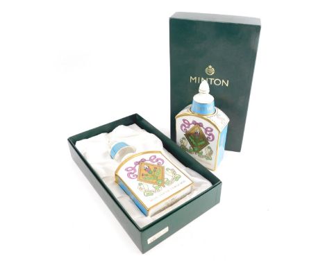 A Minton limited edition Marriage of Prince Andrew and Sarah Ferguson cased decanter, 19cm high.