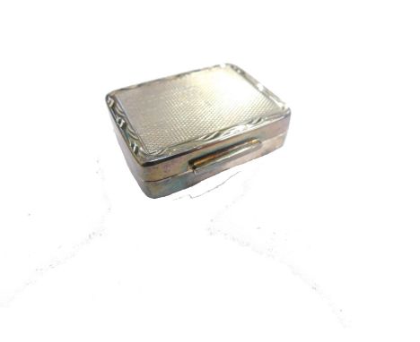 A 20thC Sterling silver patch box, of oblong form, with engine turned lid, thumb mould handle, and plain interior, marked to 