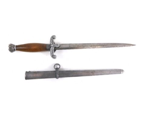 A Third Reich army dagger, by Alcoso, with silver scabbard, the blade stamped Alcoso ACS Aligan, with wooden handle and leaf 