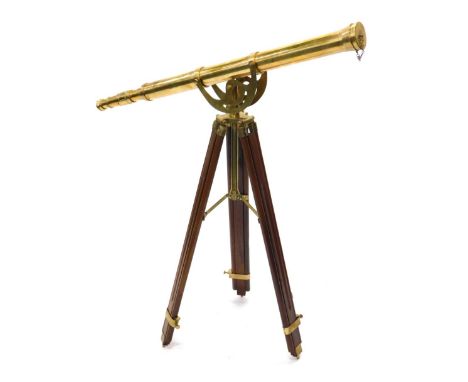 Lot 247 - Reproduction brass telescope on a tripod