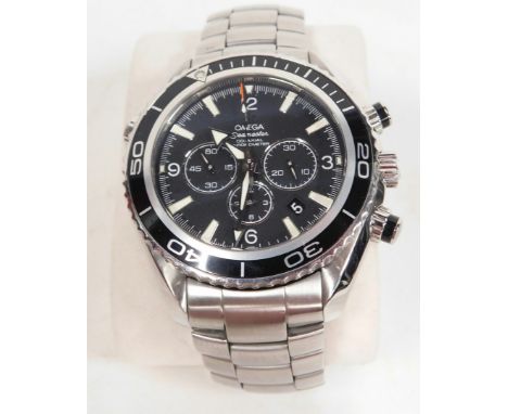 An Omega Seamaster Co-Axial Automatic chronometer chronograph, with stainless steel bracelet, articulated bezel, 3cm diameter