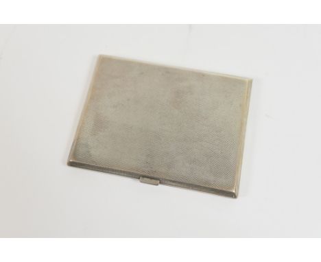 George V silver cigarette case, Birmingham 1927, slim rectangular form with engine turned decoration, 11cm x 8cm, weight appr