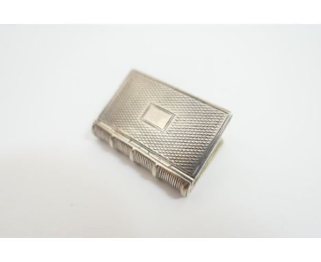 William IV silver vinaigrette by Gervase Wheeler, Birmingham 1835, of book form, engine turned decoration, gilt interior with