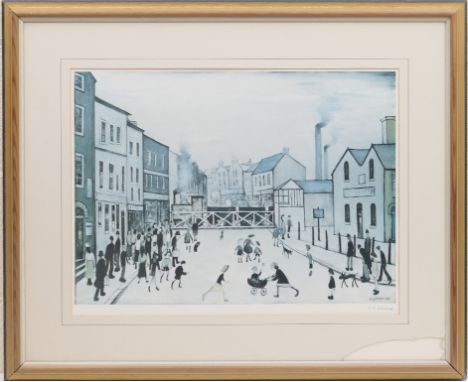 Laurence Stephen Lowry (1887-1976), The level crossing, Burton on Trent, lithograph, signed in pencil by the artist, 44cm x 5