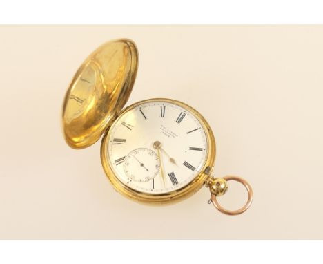 Victorian 18ct gold hunter pocket watch, by W L Lawson, Liverpool, hallmarked Chester 1862, the outer case with worn engine t