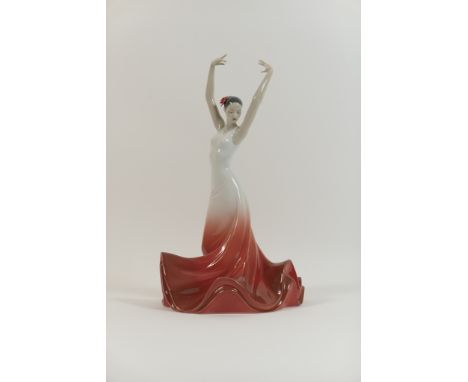 Lladro porcelain figure 'Heart of Spain', a Flamenco dancer decorated in naturalistic colours with a red glazed dress, impres