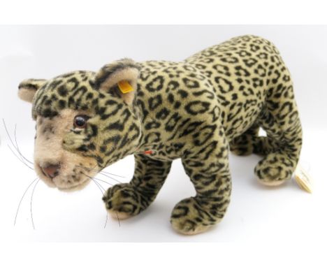 Steiff Leopard from the Animal Life Series 'Paddy', with original labels attached, length 66cm