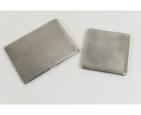 George VI silver cigarette case, Birmingham 1938, rectangular form with engine turned decoration, 12cm x 8.5cm; also a George