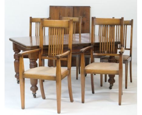 Late Victorian mahogany extending dining table, circa 1890, the top with moulded edge and canted corners, winding out to acco