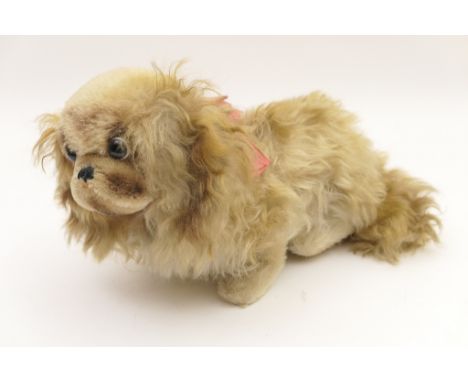 Steiff Pekingese dog 'Peky', original collar label, 34cm