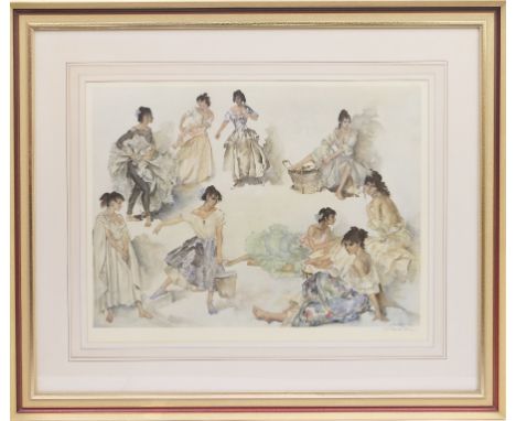 Sir William Russell Flint (1880-1969), Model studies, reprographic coloured print, signed in pencil by the artist, 48cm x 63c