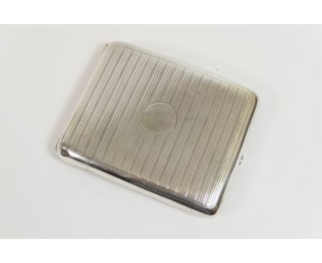 Sampson Mordan & Co., silver cigarette case, London 1909, curvex rectangular form with vertilinear decoration and a vacant ca