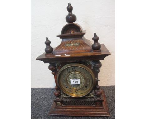 Early 20th Century German architectural two train mantel clock with brass face. (B.P. 24% incl. VAT)