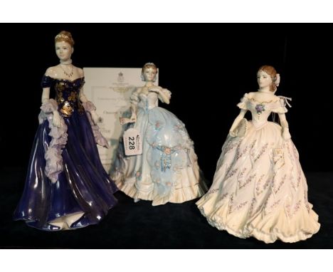 Three Royal Worcester bone china figurines to include; 'The First Quadrille', 'The Last Waltz' and 'Lauren'. (3)(B.P. 24% inc