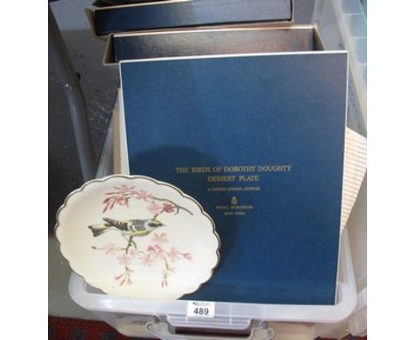 Set of 12 boxed Royal Worcester bone china 'The Birds of Dorothy Doughty' dessert plates, limited annual edition. (12) (B.P. 