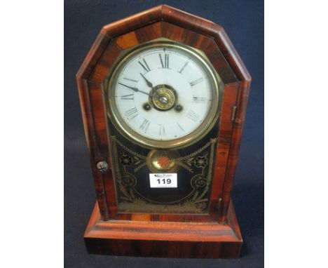 Early 20th Century American two train mantel clock with glass door and Roman face. (B.P. 24% incl. VAT)