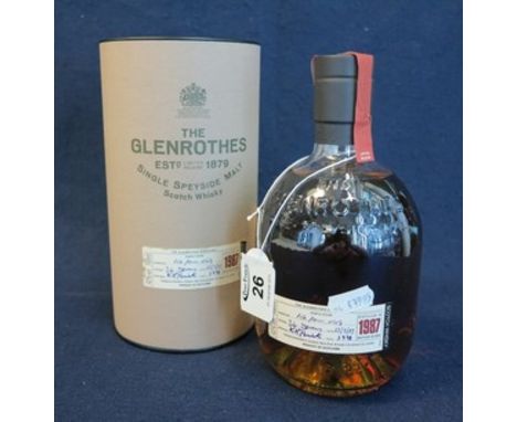 The Glenrothes single Speyside malt Scotch whisky, distilled in 1987, bottled in 2000, in original cylinder presentation case