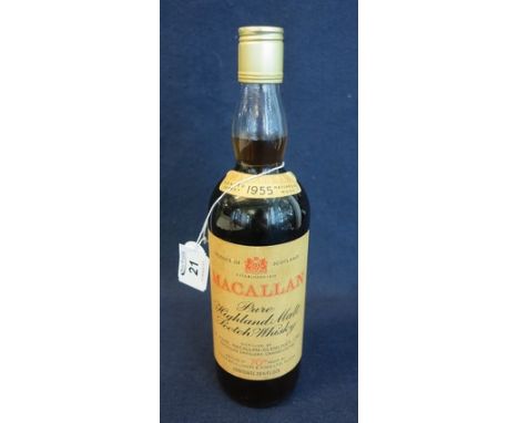 Macallan pure Highland malt Scotch whisky distilled by R. Kemp, Macallan-Glenlivet Ltd, bottled at 70% proof by Campbell, Hop