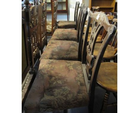 Set of four 19th Century mahogany Chippendale style upholstered dining chairs. (B.P. 24% incl. VAT)