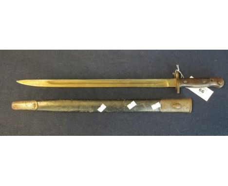 British First World War period Enfield bayonet and scabbard, dated 1907, with various other stamped marks. (B.P. 24% incl. VA