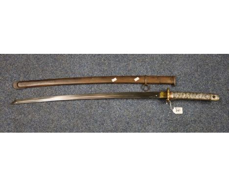 Japanese Army officers sword in all metal Shin gunto cast fittings, plain brass hilt and metal scabbard. (B.P. 24% incl. VAT)