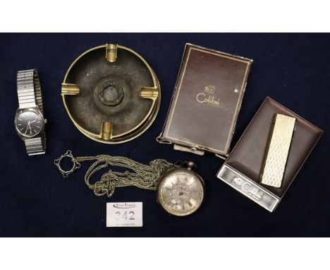 Assorted items to include; Second World War period brass shell case ashtray with Royal Artillery inscription, 19th Century si