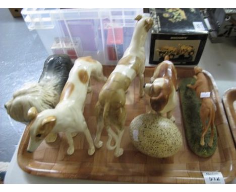 Tray of ceramic dogs to include; greyhounds, sheepdog, Coopercraft spaniel etc. (6) (B.P. 24% incl. VAT)