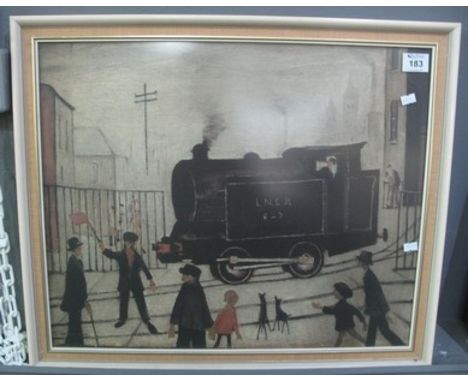 After L.S Lowry, 'The little steam engine', coloured print. 45 x 55cm approx. (B.P. 24% incl. VAT)