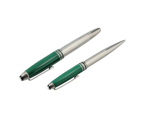 MONTBLANC Schreibset "MEISTERSTÜCK SOLITAIR ZAR NIKOLAI". Limited Edition. Schaft, Ringe und Clip sind platiniert, Kappe aus 