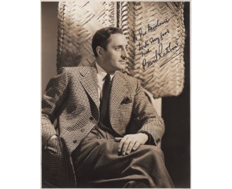 RATHBONE BASIL (1892-1967) British Actor, famous for his portrayal of Sherlock Holmes in a number of films. A good vintage si