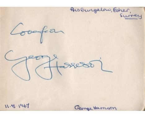 BEATLES THE: An autograph album containing individual signatures of George Harrison (‘love from George Harrison’, a good, bol