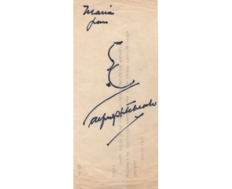  HITCHCOCK ALFRED: (1899-1980) British Film Director. An original pen and ink self caricature signed and inscribed by Hitchco