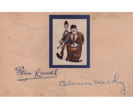 LAUREL & HARDY: LAUREL STAN (1890-1965) & HARDY OLIVER (1892-1957) English and American Film Comedians. A pair of blue ink si