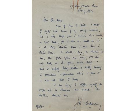 ACKERLEY JOE: (1896-1967) British Writer and Editor of The Listener, the BBC’s weekly magazine. Ackerley published many emerg